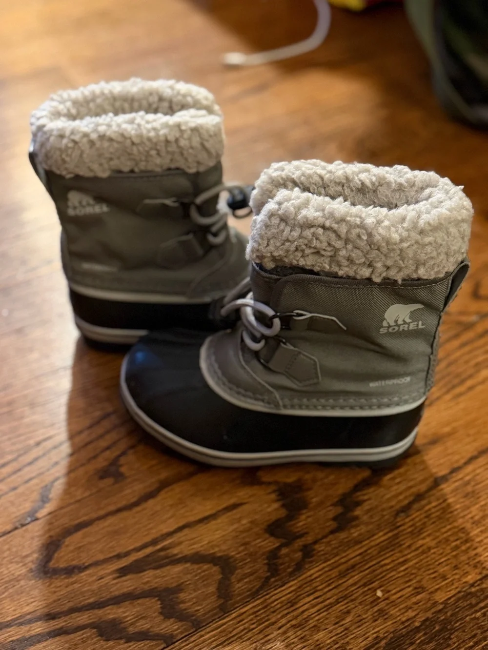 Sorel Kids Waterproof Winter Boots - Gray with Shearling Collar